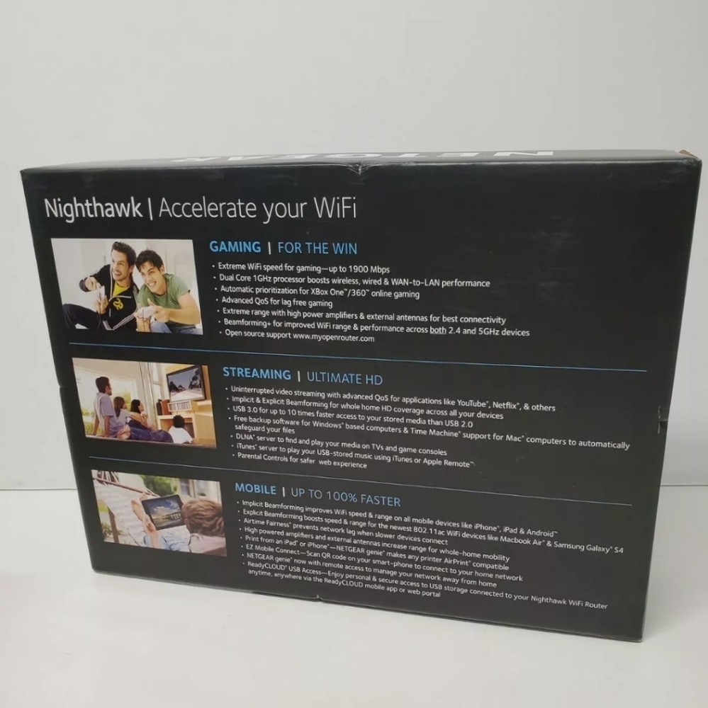 NETGEAR Nighthawk AC1900 (R7000) Smart Dual-Band Wi-Fi Router Gaming - Picture 4 of 6
